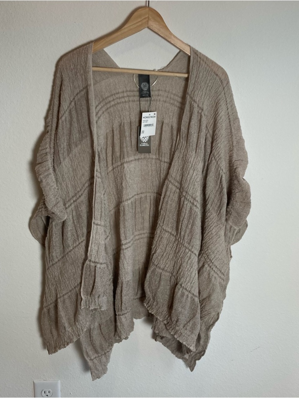 NWT  Vince Camuto Gathered Ruched Duster Layering Hem Open Front One Size